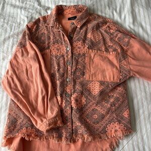 VICI Coral Print Snap-Up Jacket